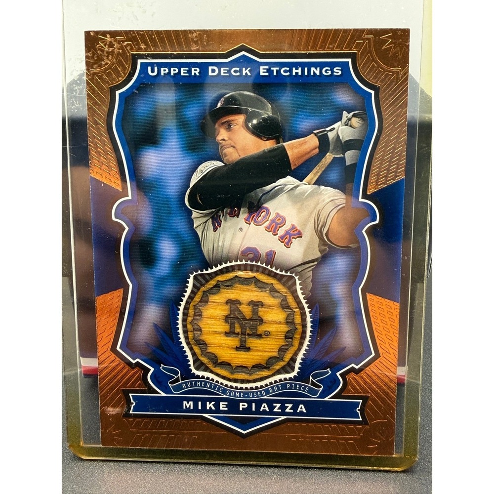 2004 Upper Deck Etchings Mike Piazza Game Used Bat Relic Card BE-PI NY Mets